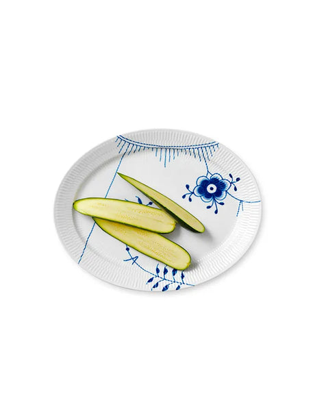 Royal Copenhagen Blå Mega Riflet, oval tallerken 34 cm - 2 - Jacobsen Plus