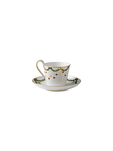 Royal Copenhagen Stjerne Riflet Jul, højhankskop med underkop 24 cl - 2 - Jacobsen Plus