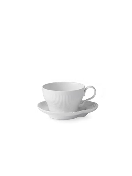 Royal Copenhagen Hvid Elements, kop med underkop 26 cl - 1 - Jacobsen Plus