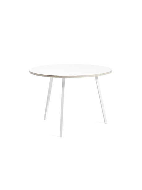 Loop Stand Round Table fra Hay - Hvid laminat / Pulverlakeret stål - hvid / Ø:105 x H:74cm - Jacobsen Plus