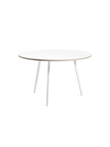 Loop Stand Round Table fra Hay - Hvid laminat / Pulverlakeret stål - hvid / Ø:120 x H:74cm - Jacobsen Plus