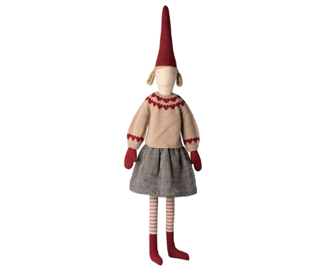 Pixy Size 6 Girl - Nisse pige m/nederdel & strikket sweater fra Maileg - 1 - Jacobsen Plus