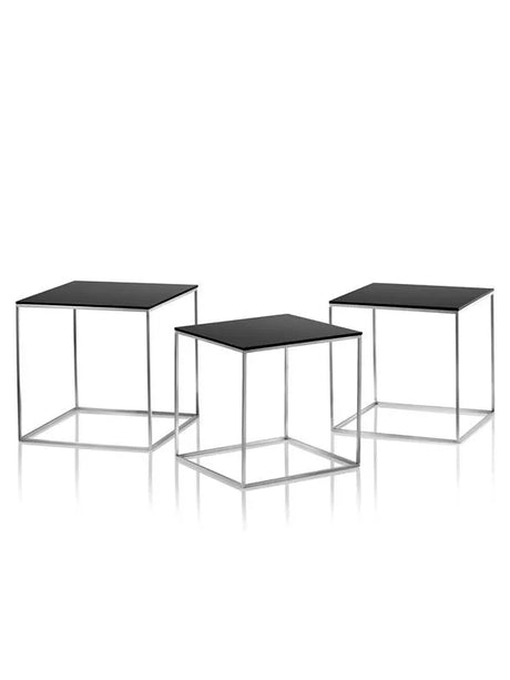 PK71 Borde, 3 stk. af Poul Kjærholm - Sort akrylbordplade - Jacobsen Plus