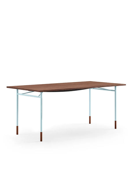 Nyhavn Skrivebord u. Skuffekassette af Finn Juhl - Valnød / Lys Blå / L: 170 cm - Jacobsen Plus