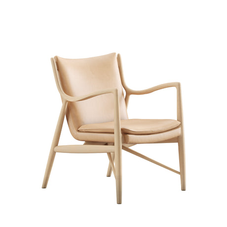 45 Lænestol, eg klar olie af Finn Juhl - Elegance læder (natur) - Jacobsen Plus