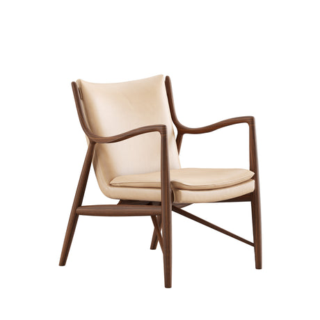 45 Lænestol, valnød af Finn Juhl - Elegance læder (natur) - Jacobsen Plus