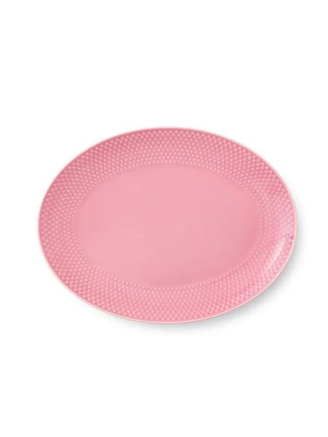 Rhombe oval fad, rosa fra Lyngby Porcelæn - 1 - Jacobsen Plus