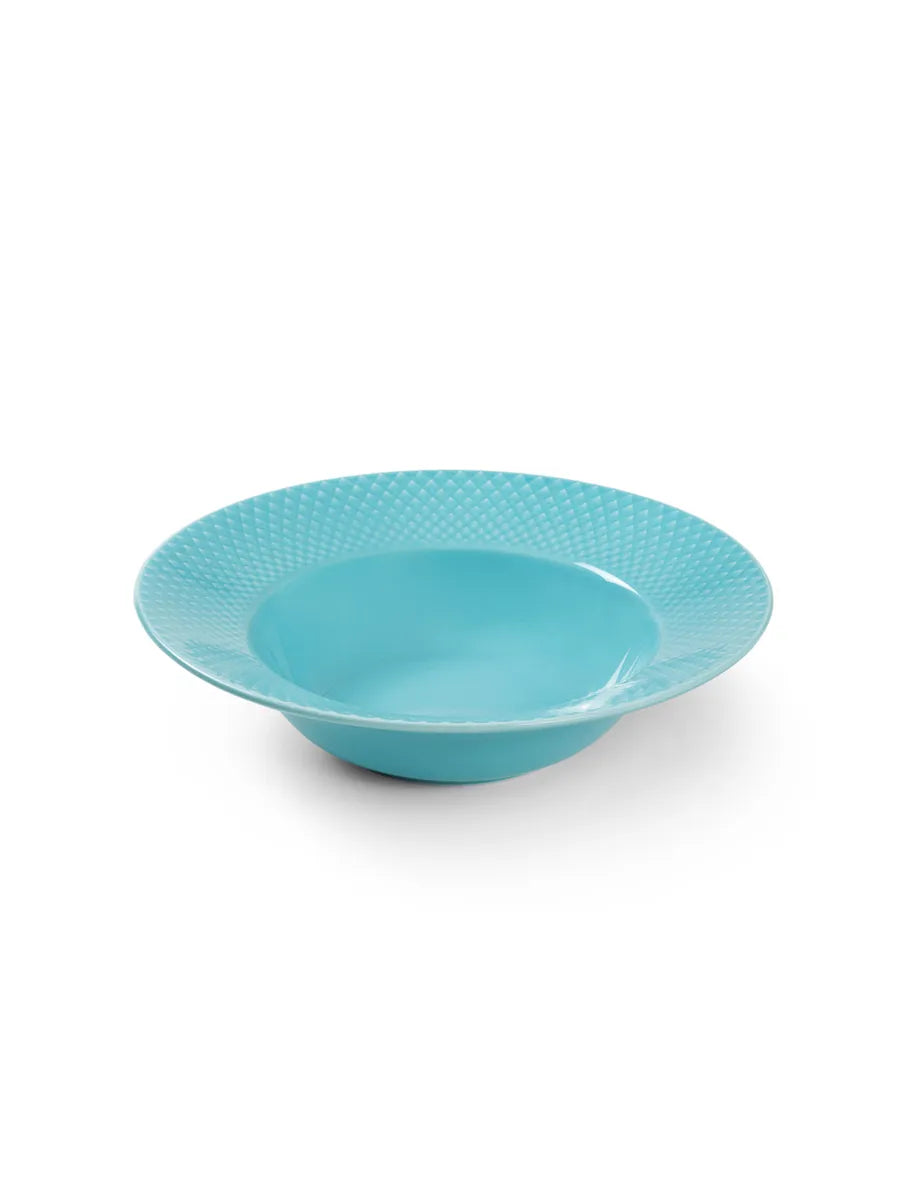 Rhombe dyb tallerken, turkis Ø24,5 cm fra Lyngby Porcelæn - 4 - Jacobsen Plus