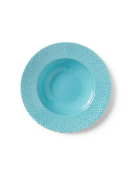 Rhombe dyb tallerken, turkis Ø24,5 cm fra Lyngby Porcelæn - 1 - Jacobsen Plus