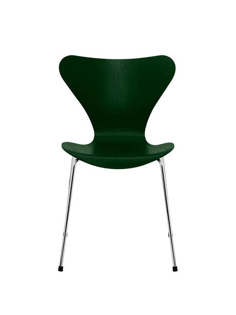 3107 Serie 7 stol i farvet ask af Arne Jacobsen - Evergreen / Krom - Jacobsen Plus