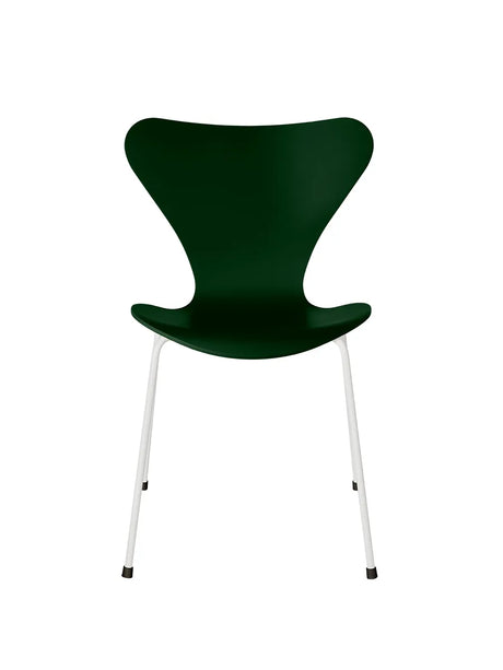 3107 Serie 7 stol lakeret af Arne Jacobsen - Evergreen / Hvid - Jacobsen Plus