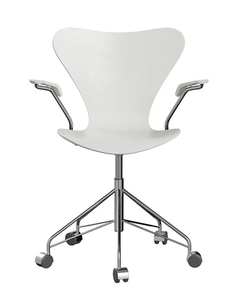 3217 Serie 7 Kontorstol af Arne Jacobsen - Uden polstring / Farvet ask / Hvid - Jacobsen Plus