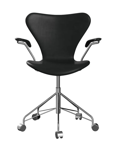 3217 Serie 7 Kontorstol af Arne Jacobsen - Fuldpolstret / Grace læder / Sort - Jacobsen Plus