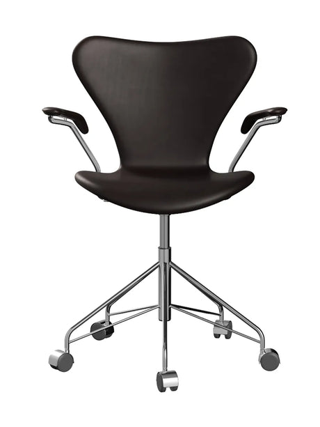 3217 Serie 7 Kontorstol af Arne Jacobsen - Fuldpolstret / Grace læder / Mørk-brun - Jacobsen Plus