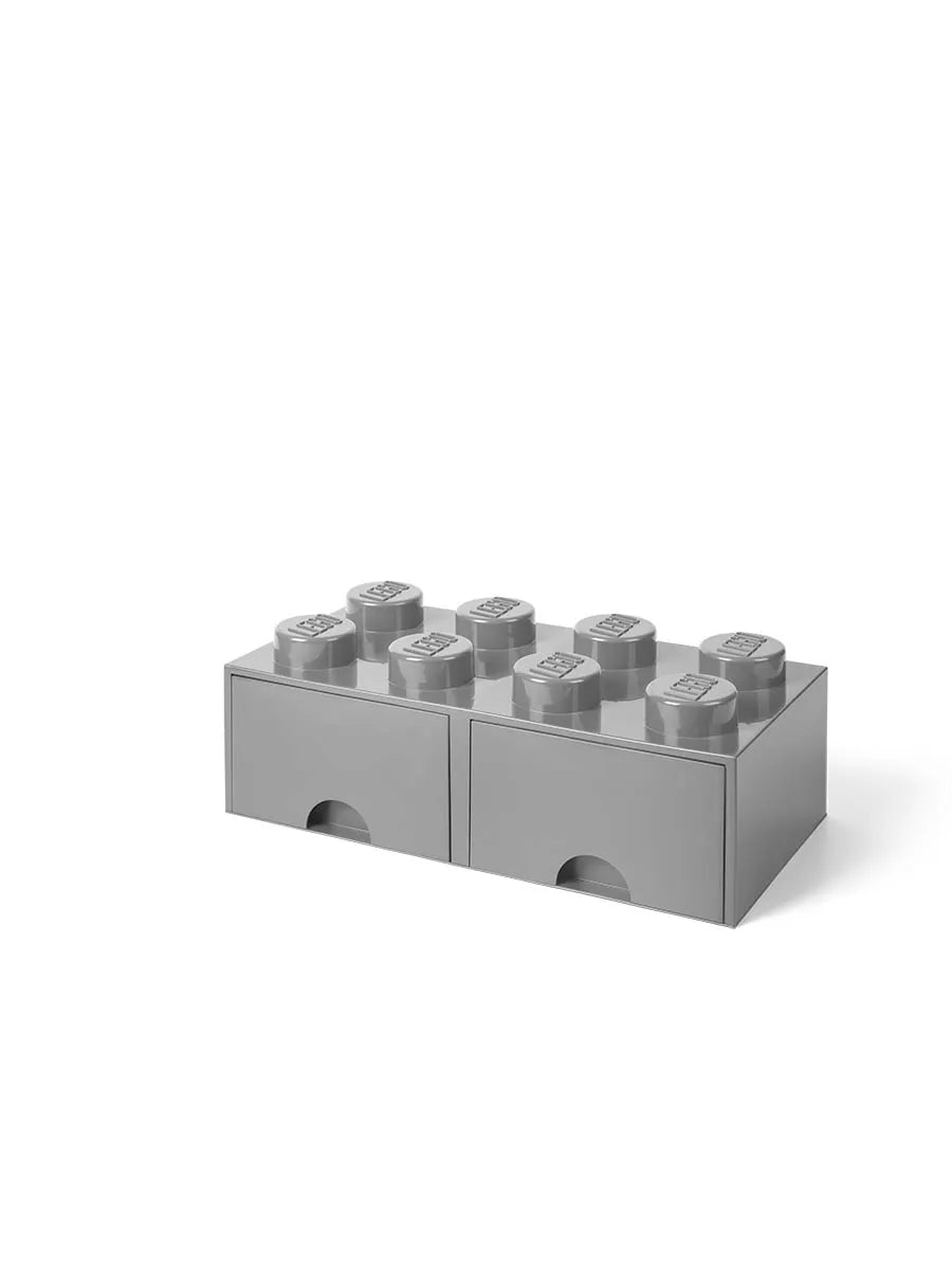 LEGO kasse 2x4 med 2 skuffer, medium stone grey fra Room Copenhagen - 1 - Jacobsen Plus
