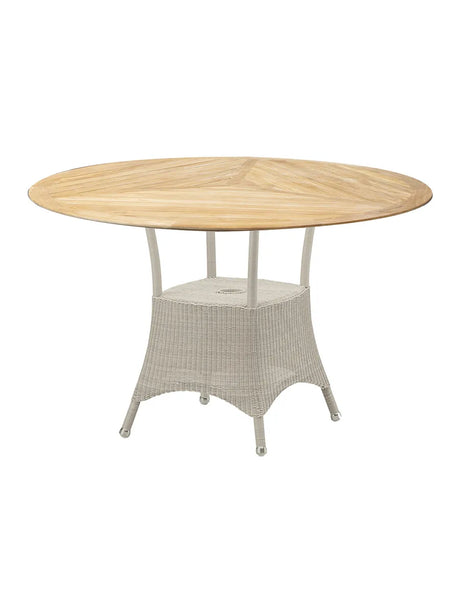 Lansing Havebord, lille fra Cane-line - Sand / Inkl. bordplade i teak - Jacobsen Plus