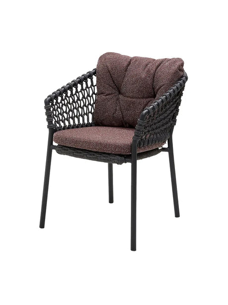 Ocean Stol, Soft Rope fra Cane-line - Dark grey / Dark bordeaux, Cane-line Wove - Jacobsen Plus