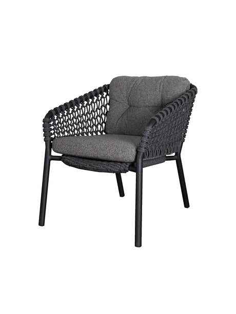 Ocean Loungestol, Soft Rope fra Cane-line - Dark grey / Dark grey, Cane-line Wove - Jacobsen Plus