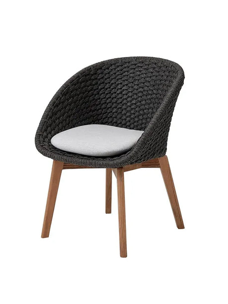 Peacock Stol, Soft Rope m/ben i teak fra Cane-line - Inkl. hynde i Light grey - Jacobsen Plus