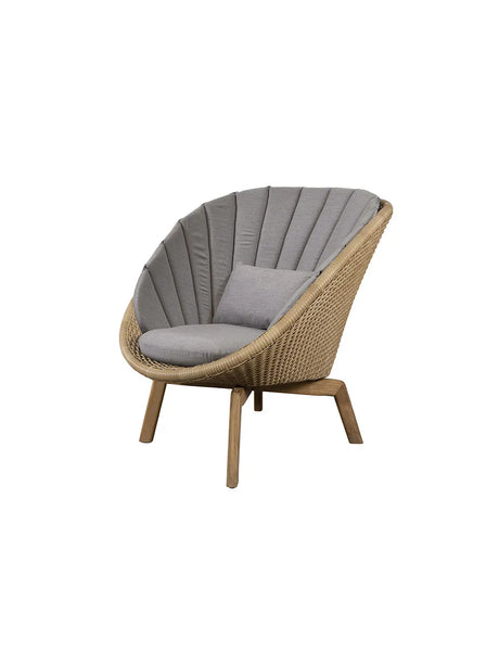 Peacock Loungestol, Flat Weave m/ben i teak fra Cane-line - Inkl. hynde i taupe - Jacobsen Plus