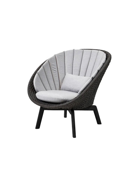 Peacock Loungestol, Soft Rope m/ben i alu fra Cane-line - Inkl. hynde i Light grey - Jacobsen Plus