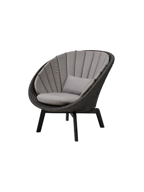 Peacock Loungestol, Soft Rope m/ben i alu fra Cane-line - Inkl. hynde i taupe - Jacobsen Plus