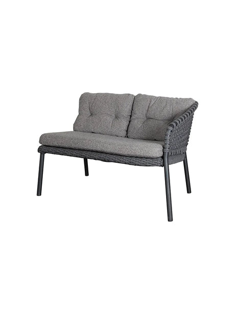 Ocean 2-pers. Sofa, venstre modul, Soft Rope fra Cane-line - Dark grey / Dark grey, Cane-line Wove - Jacobsen Plus