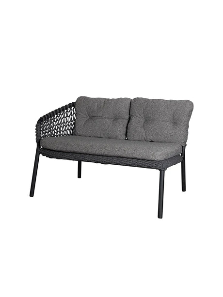 Ocean 2-pers. Sofa, højre modul, Soft Rope fra Cane-line - Dark grey / Dark grey, Cane-line Wove - Jacobsen Plus