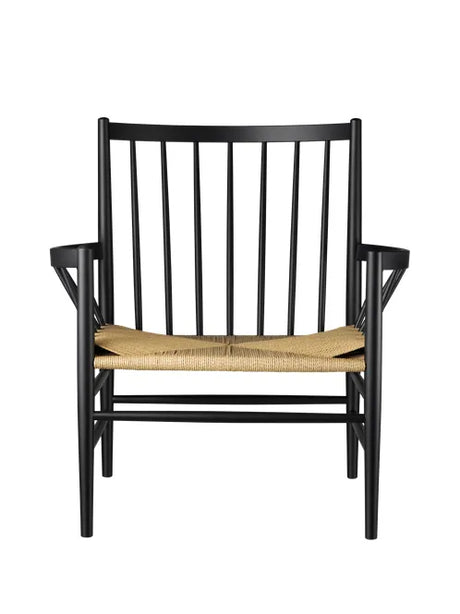 J82 Loungestol fra FDB Møbler - Sortlakeret bøg med naturflet - Jacobsen Plus