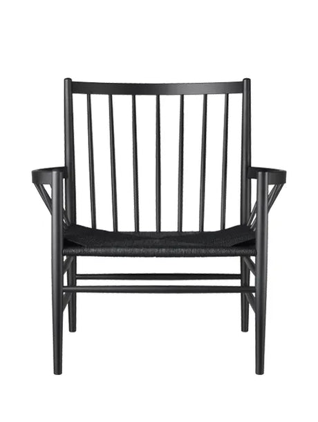 J82 Loungestol fra FDB Møbler - Sortlakeret bøg med sort flet - Jacobsen Plus