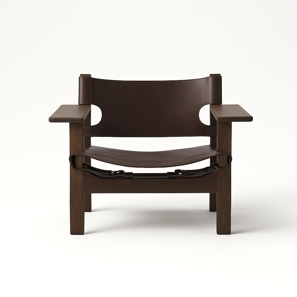 Den Spanske Stol i mørkebrun læder, Røget eg olie af Børge Mogensen - 1 - Jacobsen Plus