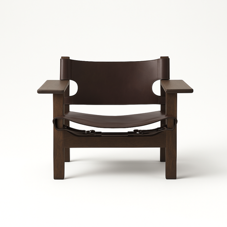 Den Spanske Stol i mørkebrun læder, Røget eg olie af Børge Mogensen - 1 - Jacobsen Plus