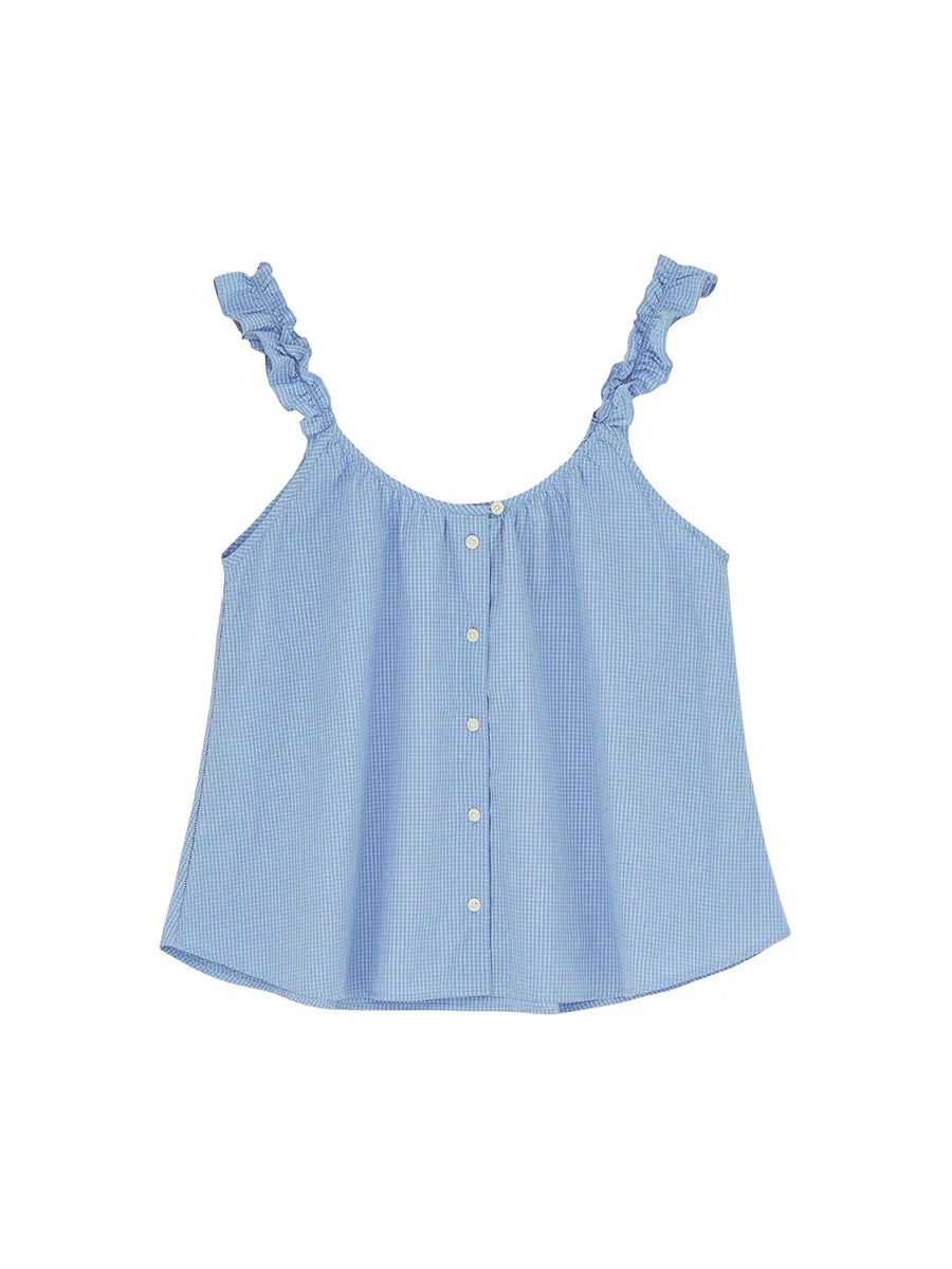 Frill Top, check mix blue fra Aiayu - 3 - Jacobsen Plus