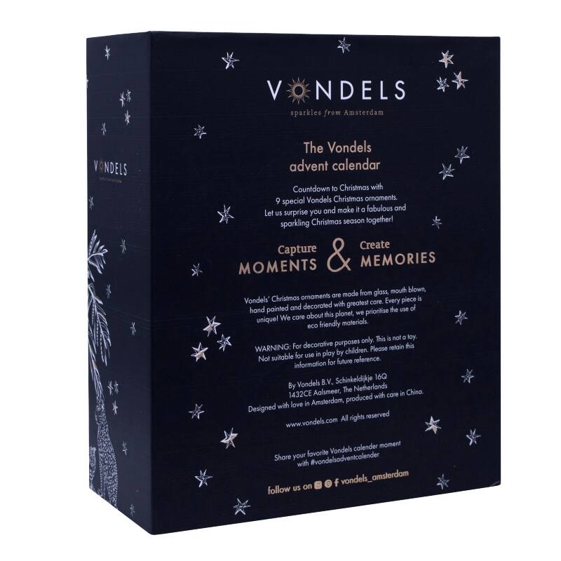 Vondels Adventskalender – Sæt med 9 julekugler