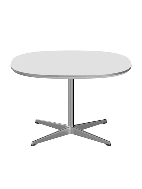 Piet Hein A202 Sofabord, 75 x 75 cm fra Fritz Hansen - Hvid laminat m. alukant - Jacobsen Plus