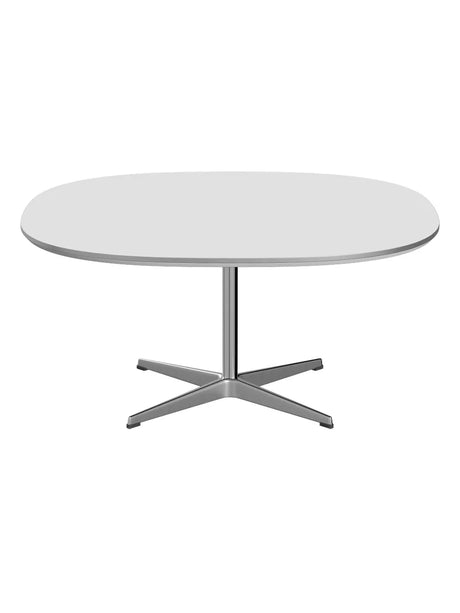 Piet Hein A203 Sofabord, 100 x 100 cm fra Fritz Hansen - Hvid laminat m. alukant - Jacobsen Plus