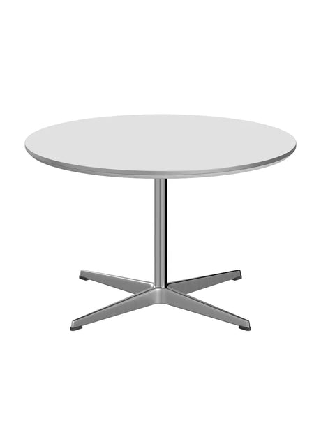 Piet Hein A222 Sofabord, Ø75 cm fra Fritz Hansen - Hvid laminat m. alukant - Jacobsen Plus