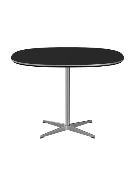 Piet Hein A603 cafébord, 100 x 100 cm fra Fritz Hansen - Sort laminat m. alukant - Jacobsen Plus