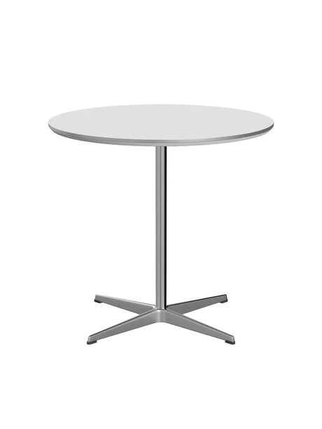 Piet Hein A622 cafébord, Ø75 cm fra Fritz Hansen - Hvid laminat m. alukant - Jacobsen Plus