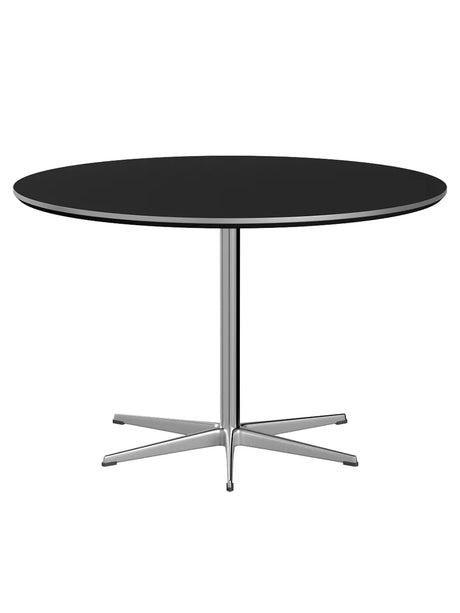 Piet Hein A825 Spisebord, Ø120 cm fra Fritz Hansen - Sort laminat m. alukant - Jacobsen Plus