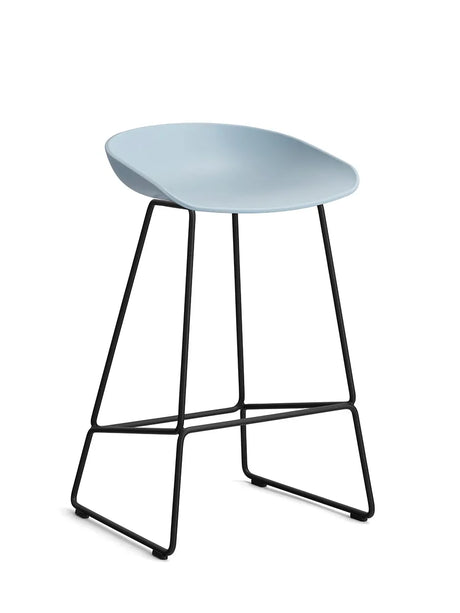About a Stool AAS38 fra Hay - Lav - B 47 x D 45 x H 65-76 cm / Slate Blue / Sort pulverlakeret stål - Jacobsen Plus