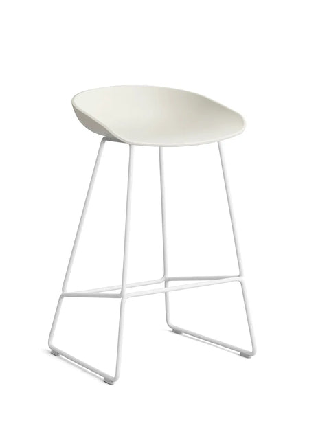 About a Stool AAS38 fra Hay - Lav - B 47 x D 45 x H 65-76 cm / Melange Cream / Hvid pulverlakeret stål - Jacobsen Plus