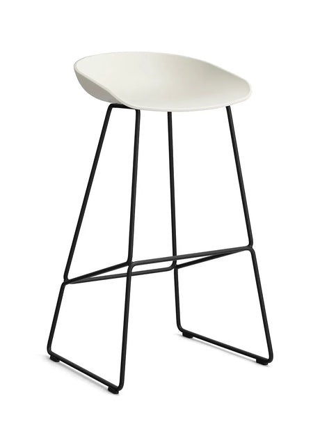 About a Stool AAS38 fra Hay - Høj - B 50 x D 48 x H 75-86 cm / Melange Cream / Sort pulverlakeret stål - Jacobsen Plus