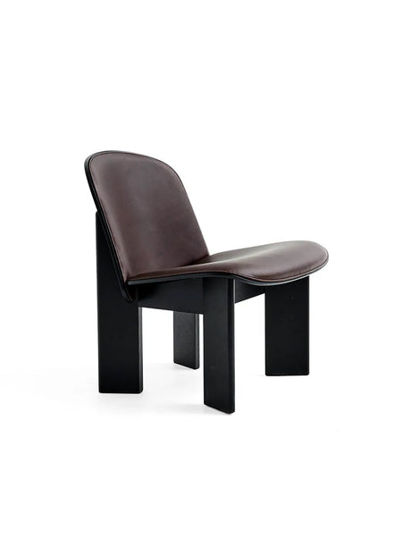 Chisel Lounge Chair m/polstring fra Hay - Sortlakeret eg - Sense Dark Brown Læder - Jacobsen Plus
