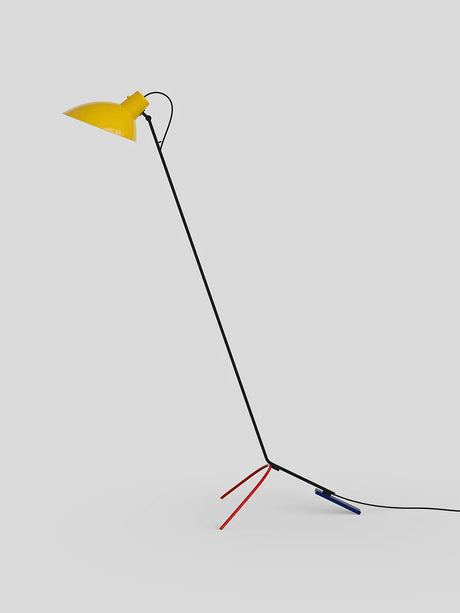 VV Cinquanta gulvlampe fra Astep - Sort stel, rød og blå ben med gul skærm - Jacobsen Plus