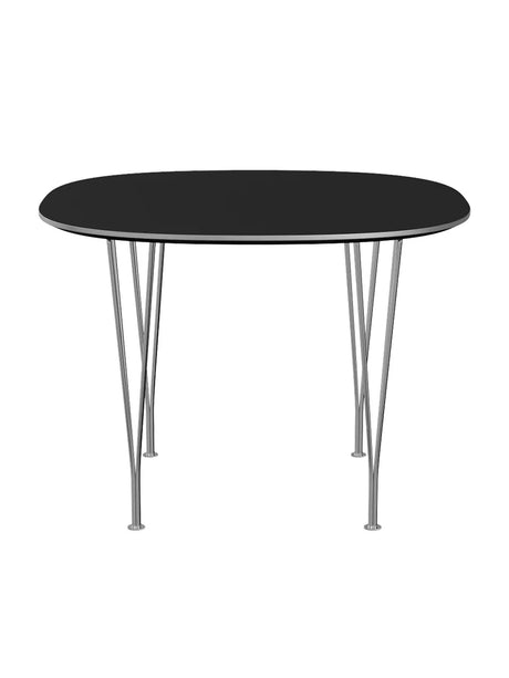 Piet Hein B603 spisebord, 100 x 100 cm fra Fritz Hansen - Sort laminat m. alukant - Jacobsen Plus