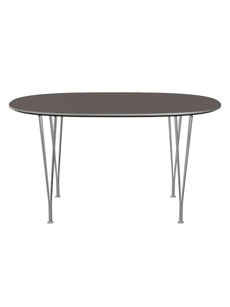 Piet Hein B611 Superellipse spisebord, 135 x 90 cm fra Fritz Hansen - Grå laminat m. alukant - Jacobsen Plus