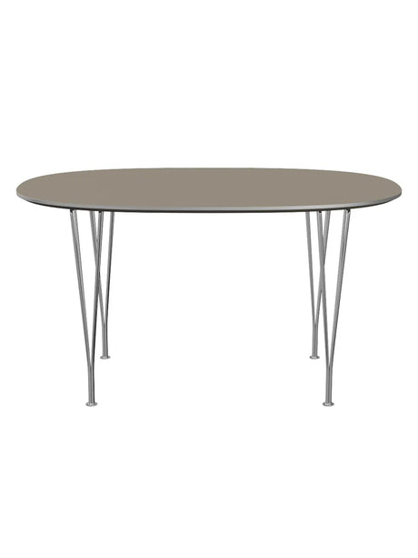 Piet Hein B611 Superellipse spisebord, 135 x 90 cm fra Fritz Hansen - Brown Ottawa m. alukant (specialfarve) - Jacobsen Plus