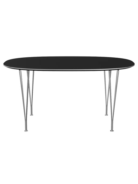 Piet Hein B612 Superellipse spisebord, 150 x 100 cm fra Fritz Hansen - Sort laminat m. alukant - Jacobsen Plus