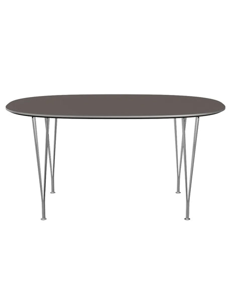 Piet Hein B612 Superellipse spisebord, 150 x 100 cm fra Fritz Hansen - Grå laminat m. alukant - Jacobsen Plus